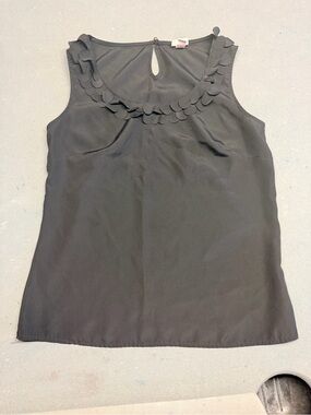 Merona Black Sleeveless Ruffle-Neck Shell Top